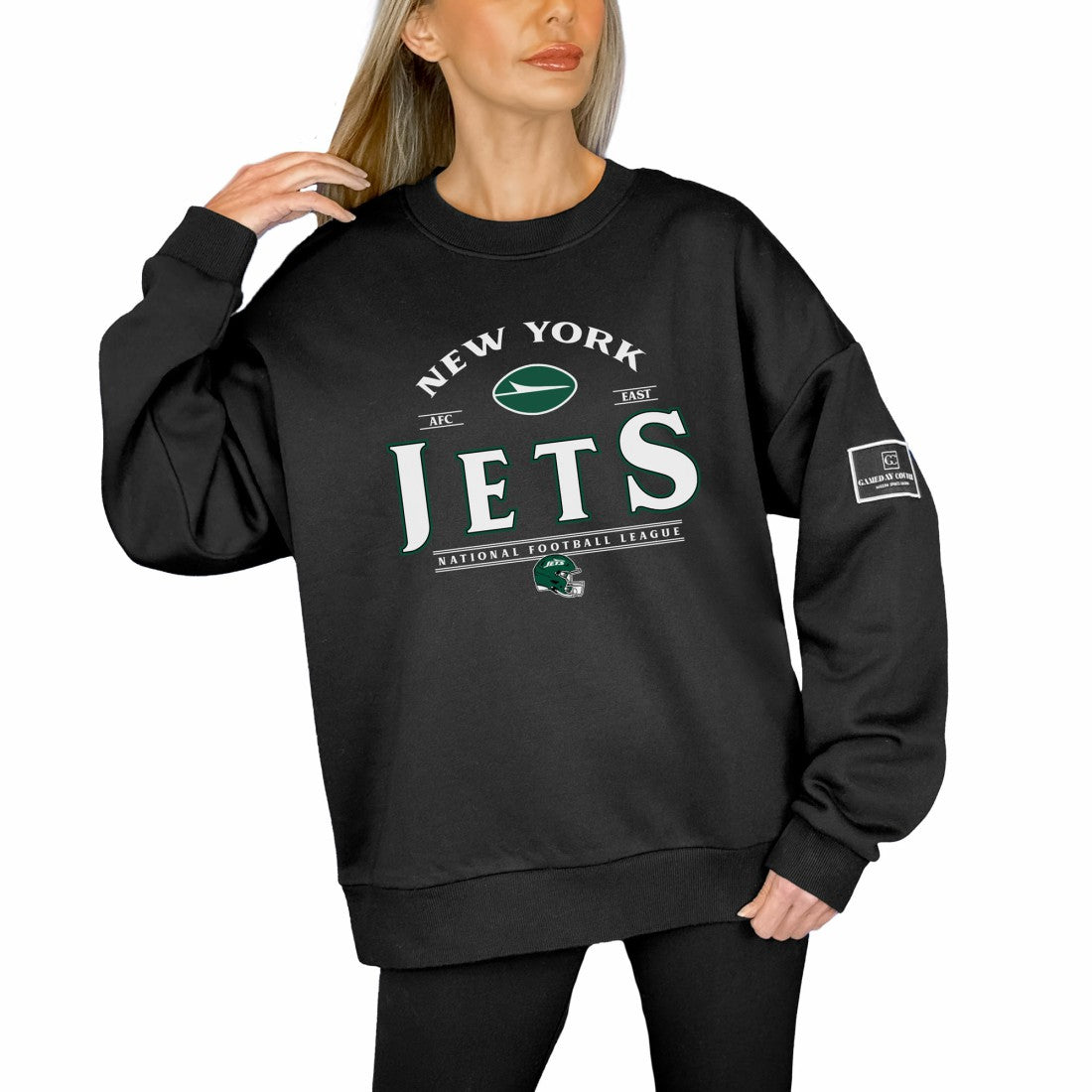 New York Jets Gameday Couture Women's Oversized Players Only Black Label Pullover Sweatshirt Black