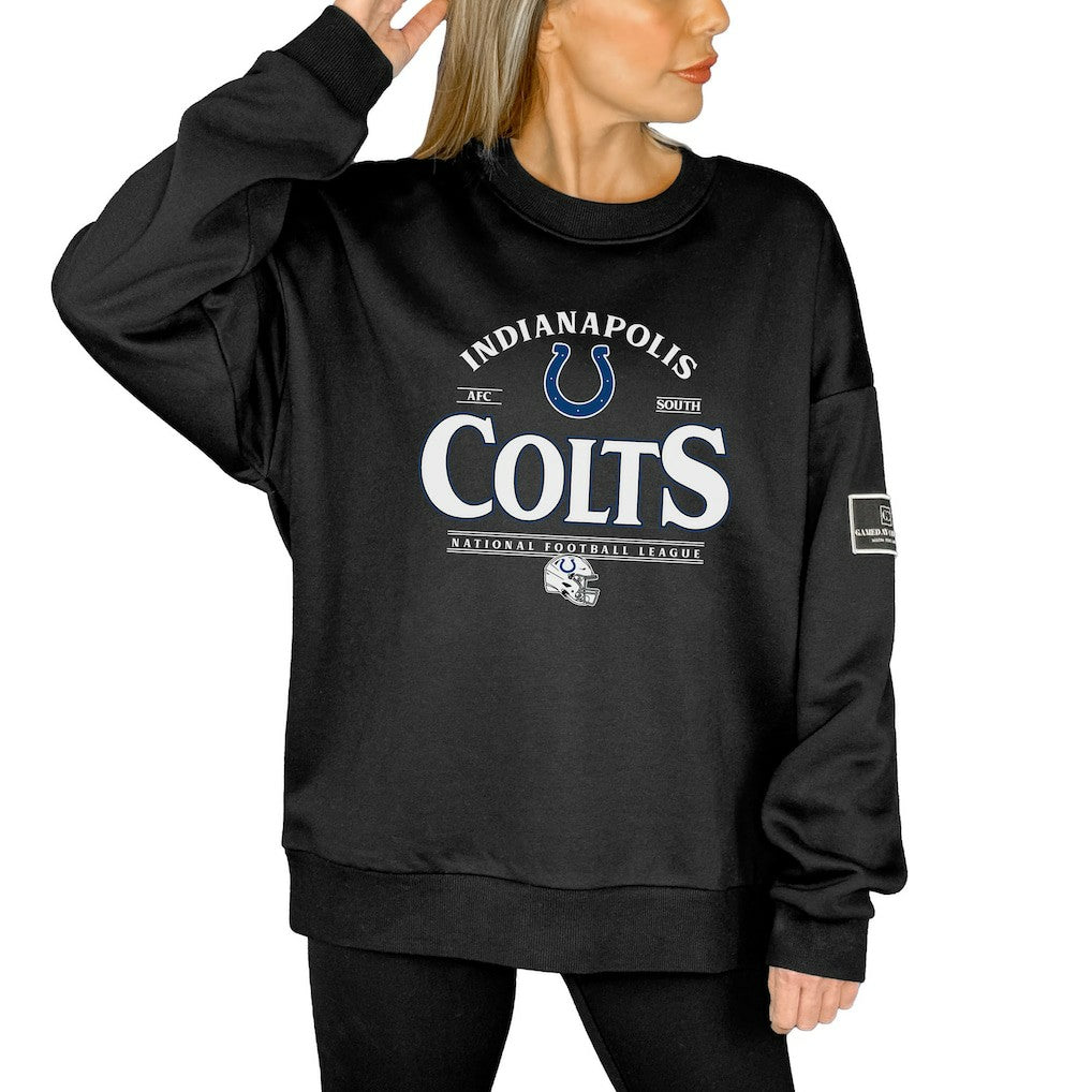 Indianapolis Colts Gameday Couture Women's Oversized Players Only Black Label Pullover Sweatshirt Black