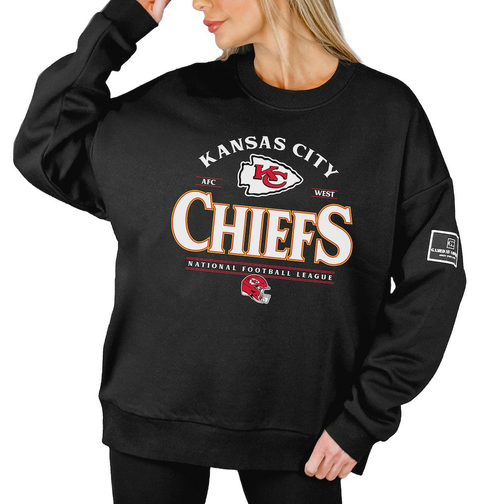 Kansas City Chiefs Gameday Couture Women's Oversized Players Only Black Label Pullover Sweatshirt Black