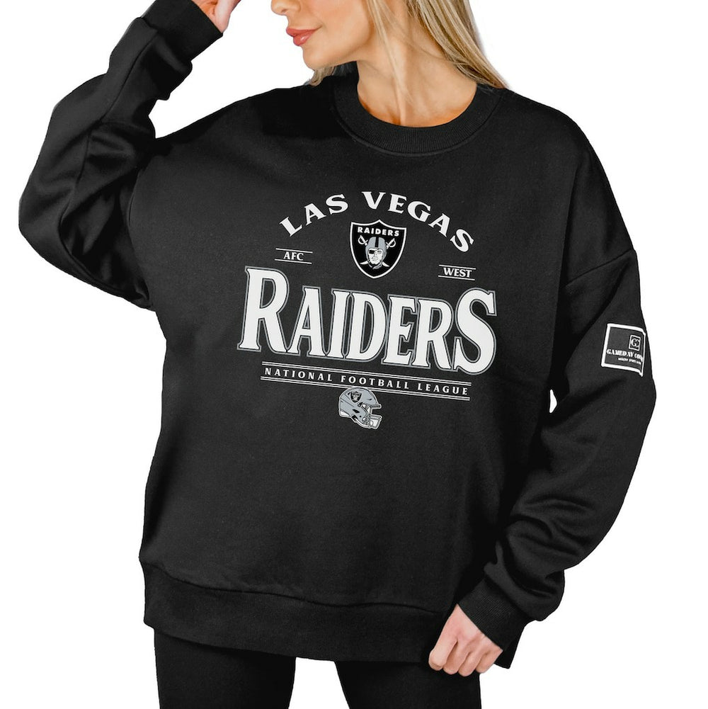 Las Vegas Raiders Gameday Couture Women's Oversized Players Only Black Label Pullover Sweatshirt Black