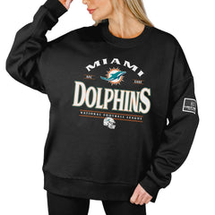 Miami Dolphins Gameday Couture Women's Oversized Players Only Black Label Pullover Sweatshirt Black