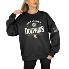 Miami Dolphins Gameday Couture Women's Oversized Players Only Black Label Pullover Sweatshirt Black