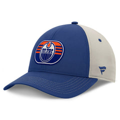 NHL Edmonton Oilers Fanatics 2025 Stanley Cup Playoffs Locker Room Trucker Adjustable Hat - Royal/Gray