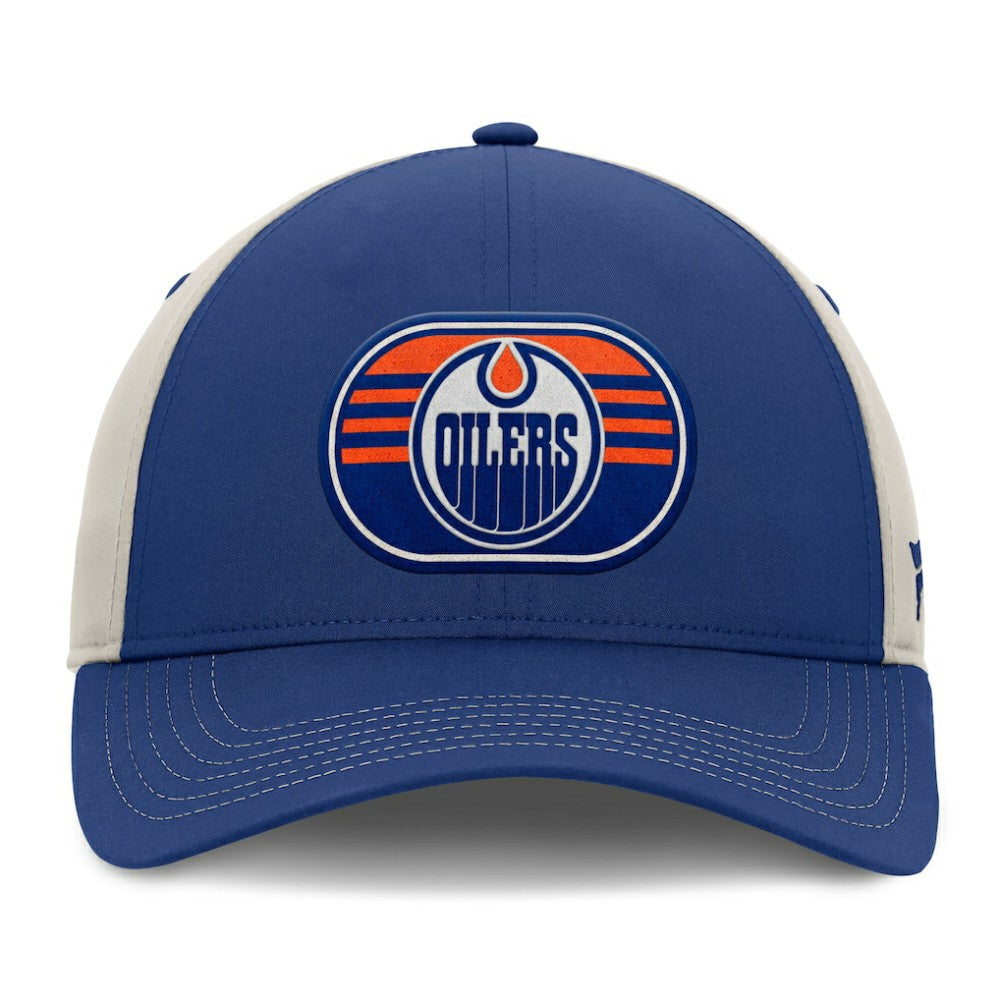NHL Edmonton Oilers Fanatics 2025 Stanley Cup Playoffs Locker Room Trucker Adjustable Hat - Royal/Gray
