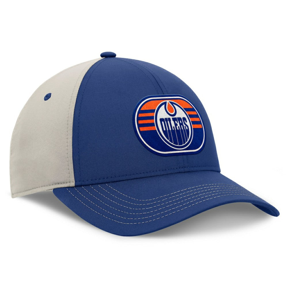 NHL Edmonton Oilers Fanatics 2025 Stanley Cup Playoffs Locker Room Trucker Adjustable Hat - Royal/Gray