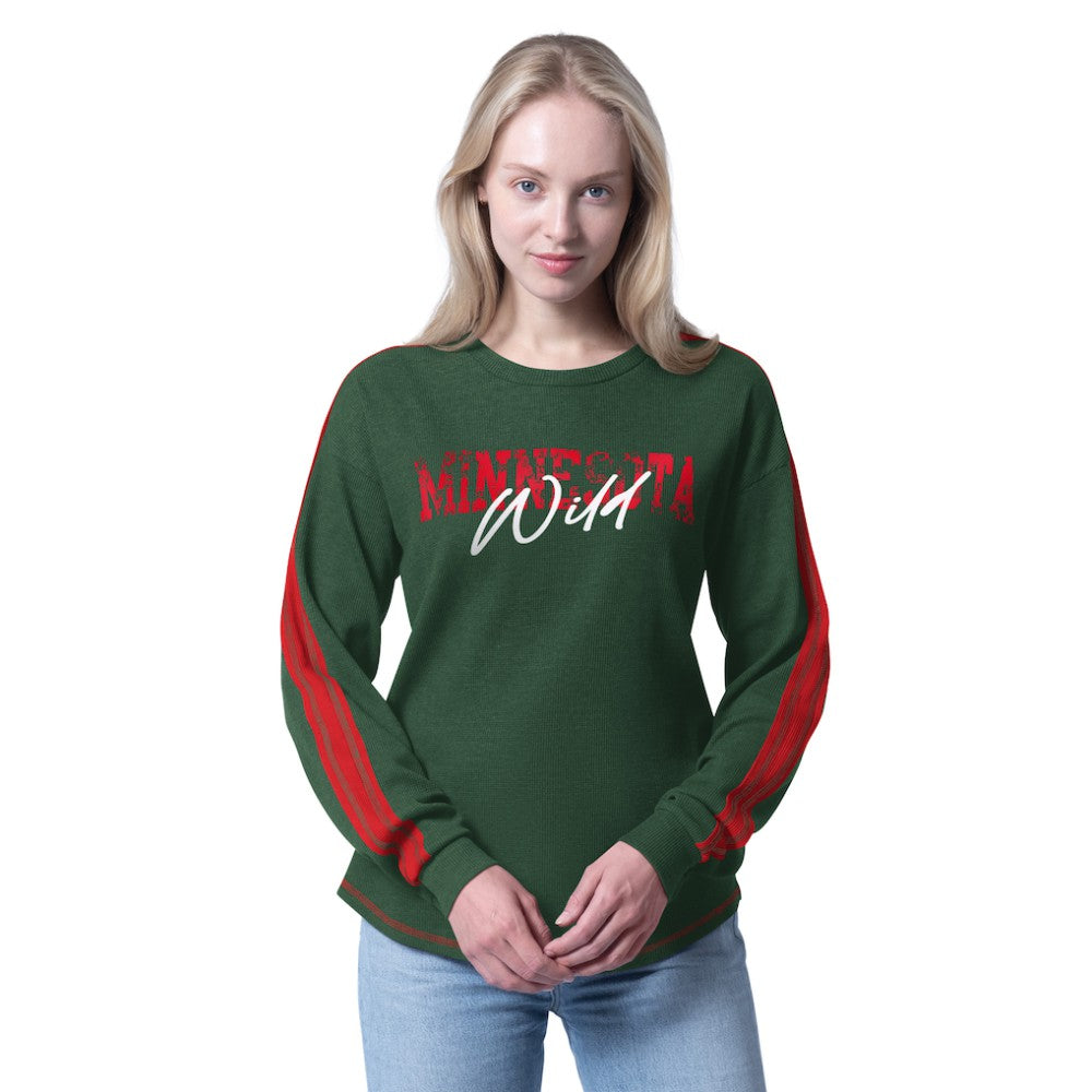 NHL Minnesota Wild G-III 4Her by Carl Banks Women's Advantage Thermal Long-Sleeve Tri-Blend T-Shirt - Green
