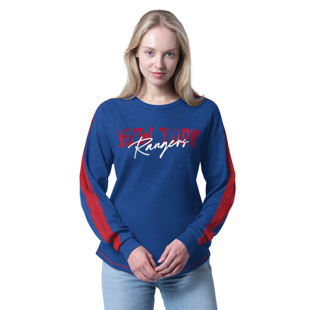 NHL New York Rangers G-III 4Her by Carl Banks Women's Advantage Thermal Long-Sleeve Tri-Blend T-Shirt - Blue