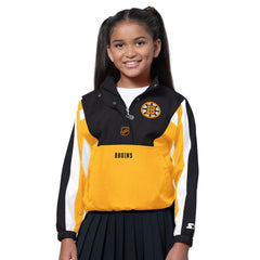 NHL Boston Bruins Starter Girls Key Player Half Zip Jacket - Black/Gold