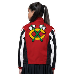 NHL Chicago Blackhawks Starter Girls Key Player Half Zip Jacket - Black/Red