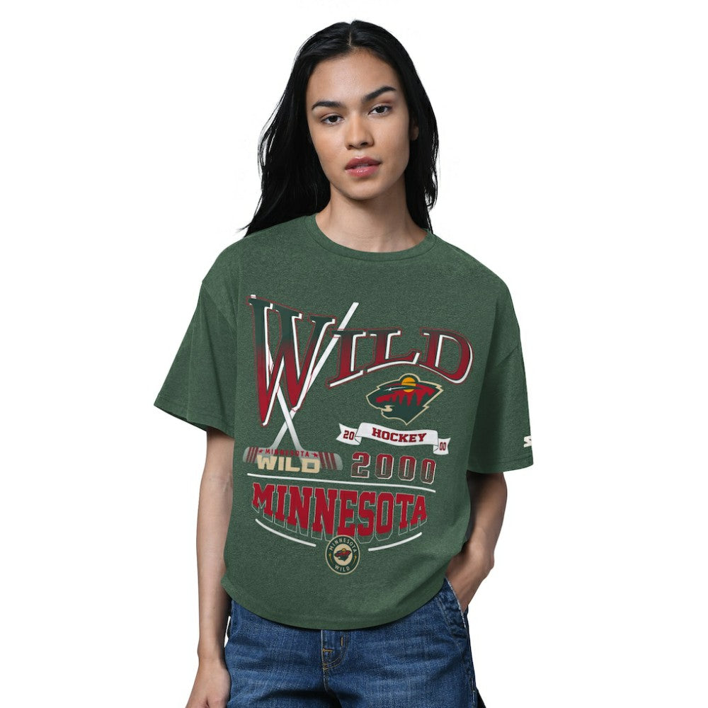 NHL Minnesota Wild Starter Women's Oversized Hall of Fame T-Shirt - Heather Green
