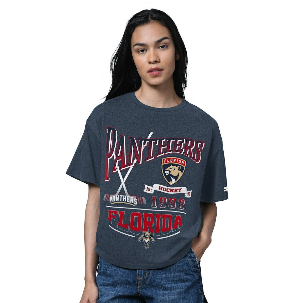 NHL Florida Panthers Starter Women's Oversized Hall of Fame T-Shirt - Heather Navy