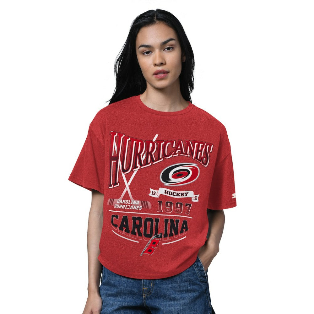 NHL Carolina Hurricanes Starter Women's Oversized Hall of Fame T-Shirt - Heather Red