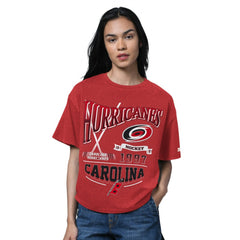 NHL Carolina Hurricanes Starter Women's Oversized Hall of Fame T-Shirt - Heather Red