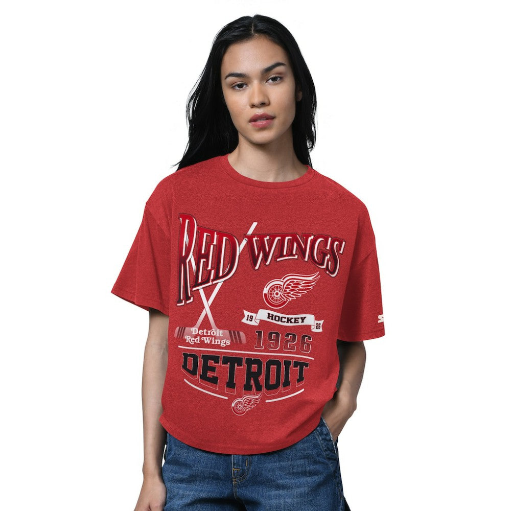 NHL Detroit Red Wings Starter Women's Oversized Hall of Fame T-Shirt - Heather Red