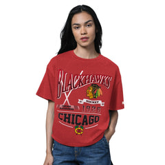 NHL Chicago Blackhawks Starter Women's Oversized Hall of Fame T-Shirt - Heather Red