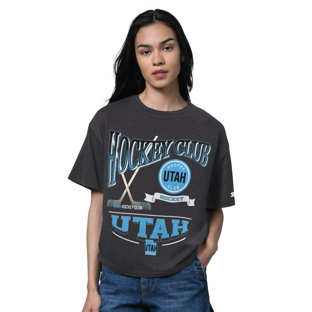 NHL Utah Hockey Club Starter Women's Oversized Hall of Fame T-Shirt - Heather Black
