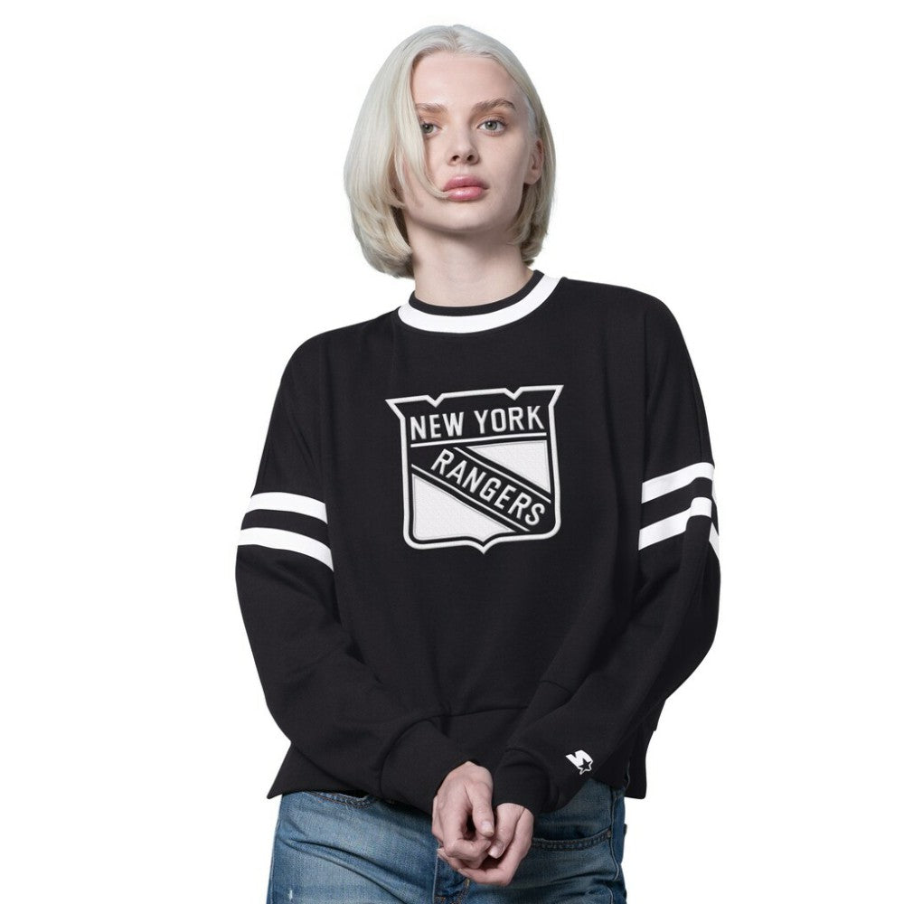 NHL New York Rangers Starter Women's Rally Fleece Cropped Sweatshirt - Black