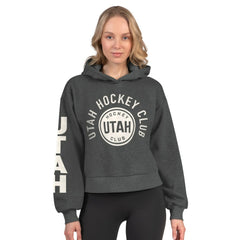 NHL Utah Mammoth Starter Women's Star Player Cropped Fleece Hoodie - Heather Charcoal