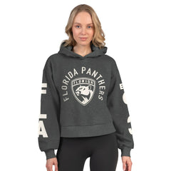 NHL Florida Panthers Starter Women's Star Player Cropped Fleece Hoodie - Heather Charcoal