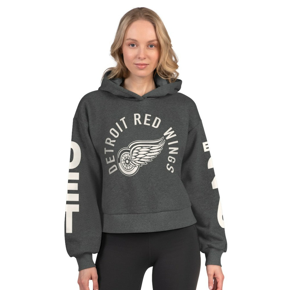 NHL Detroit Red Wings Starter Women's Star Player Cropped Fleece Hoodie - Heather Charcoal