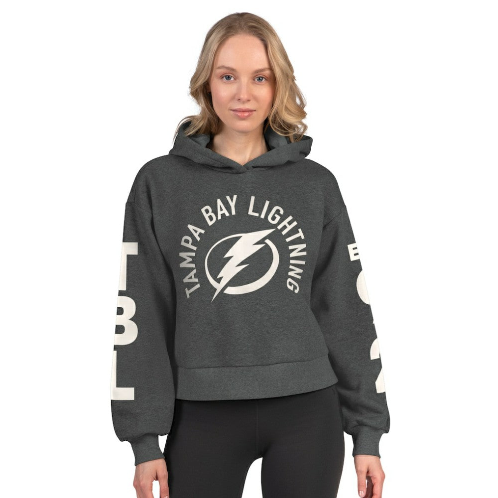 NHL Tampa Bay Lightning Starter Women's Star Player Cropped Fleece Hoodie - Heather Charcoal