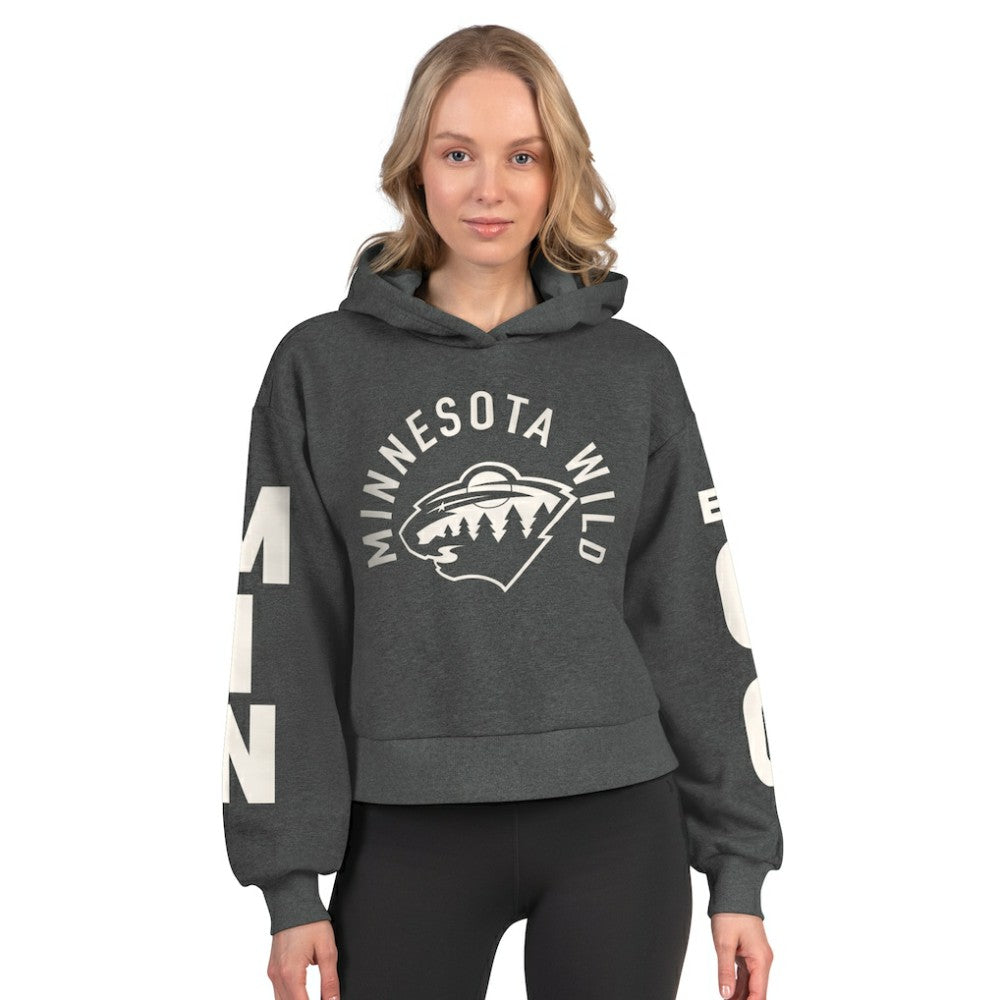 NHL Minnesota Wild Starter Women's Star Player Cropped Fleece Hoodie - Heather Charcoal