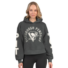 NHL Pittsburgh Penguins Starter Women's Star Player Cropped Fleece Hoodie - Heather Charcoal