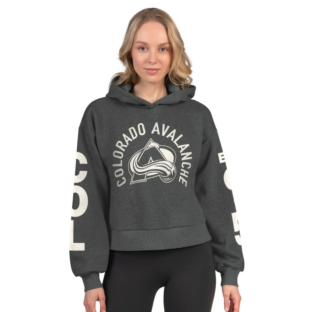 NHL Colorado Avalanche Starter Women's Star Player Cropped Fleece Hoodie - Heather Charcoal