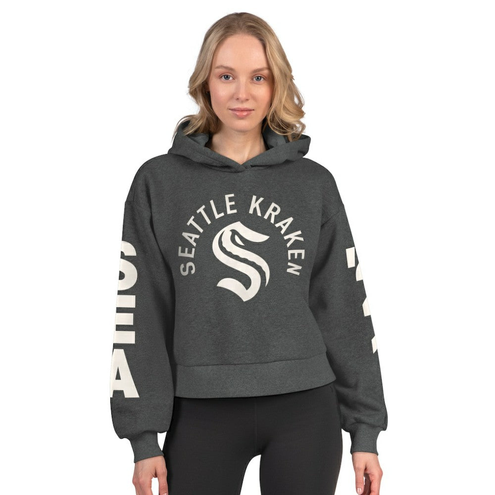 NHL Seattle Kraken Starter Women's Star Player Cropped Fleece Hoodie - Heather Charcoal