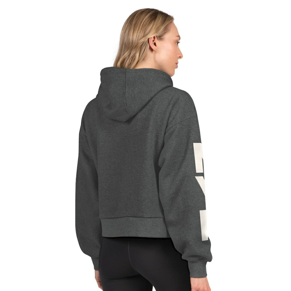 NHL New York Rangers Starter Women's Star Player Cropped Fleece Hoodie - Charcoal