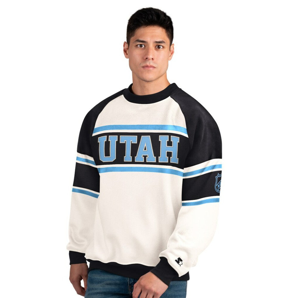 NHL Utah Mammoth Starter Male Adult Defense Fleece Crewneck Sweatshirt - White