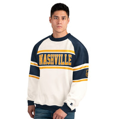 NHL Nashville Predators Starter Male Adult Defense Fleece Crewneck Sweatshirt - White