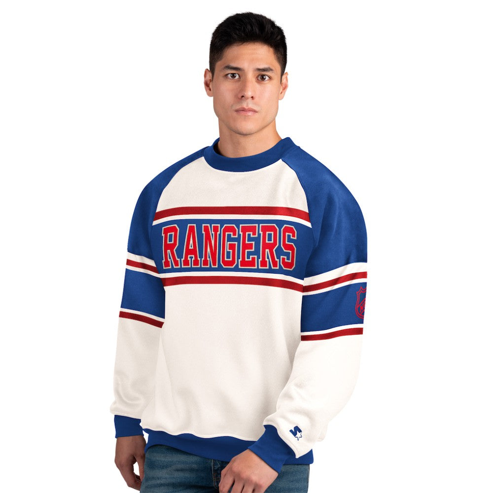 NHL New York Rangers Starter Male Adult Defense Fleece Crewneck Sweatshirt - White