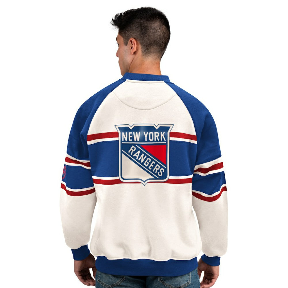 NHL New York Rangers Starter Male Adult Defense Fleece Crewneck Sweatshirt - White