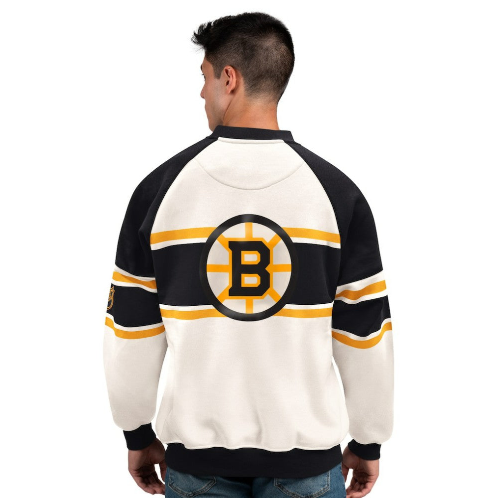 NHL Boston Bruins Starter Male Adult Defense Fleece Crewneck Sweatshirt - White