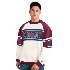 NHL Colorado Avalanche Starter Male Adult Defense Fleece Crewneck Sweatshirt - White