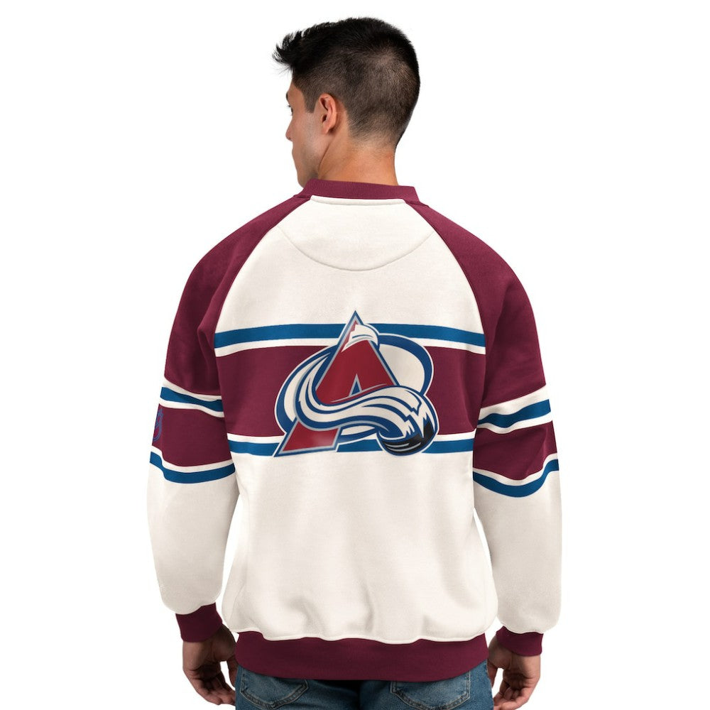 NHL Colorado Avalanche Starter Male Adult Defense Fleece Crewneck Sweatshirt - White
