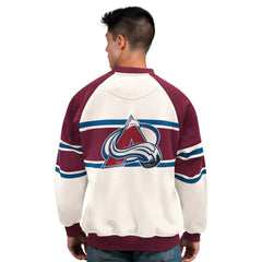 NHL Colorado Avalanche Starter Male Adult Defense Fleece Crewneck Sweatshirt - White