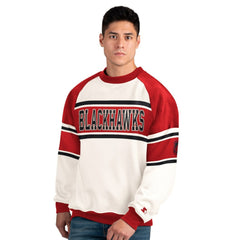 NHL Chicago Blackhawks Starter Male Adult Defense Fleece Crewneck Sweatshirt - White
