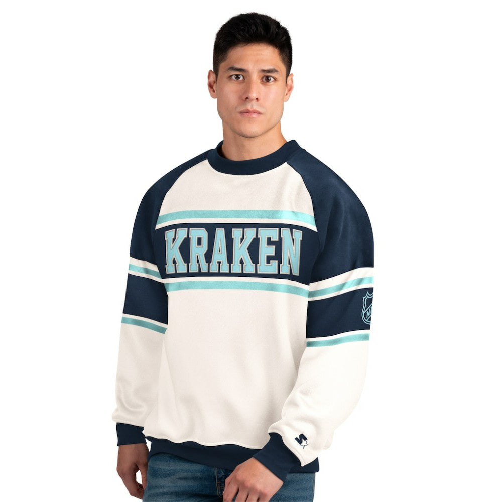 NHL Seattle Kraken Starter Male Adult Defense Fleece Crewneck Sweatshirt - White