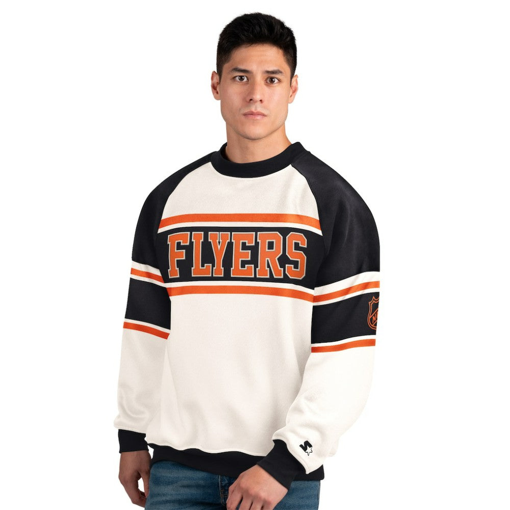 NHL Philadelphia Flyers Starter Male Adult Defense Fleece Crewneck Sweatshirt - White