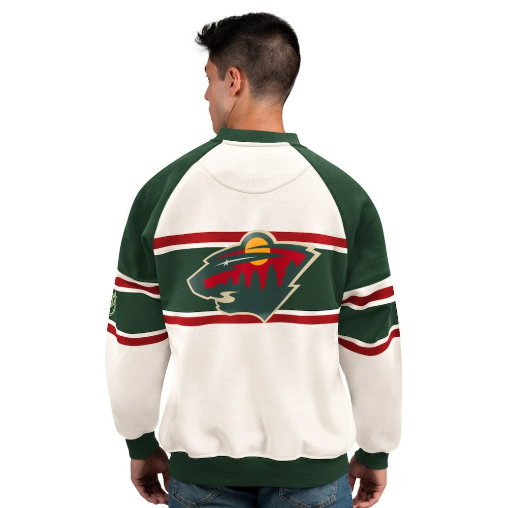 NHL Minnesota Wild Starter Male Adult Defense Fleece Crewneck Sweatshirt - White