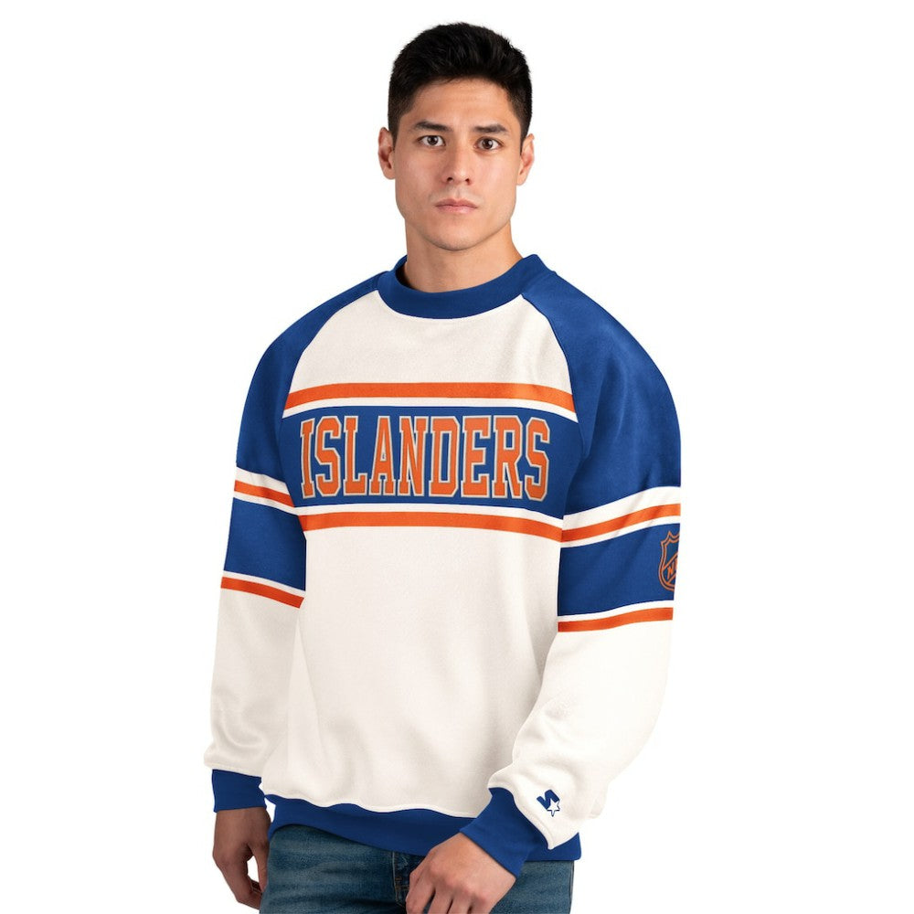 NHL New York Islanders Starter Male Adult Defense Fleece Crewneck Sweatshirt - White