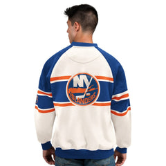 NHL New York Islanders Starter Male Adult Defense Fleece Crewneck Sweatshirt - White
