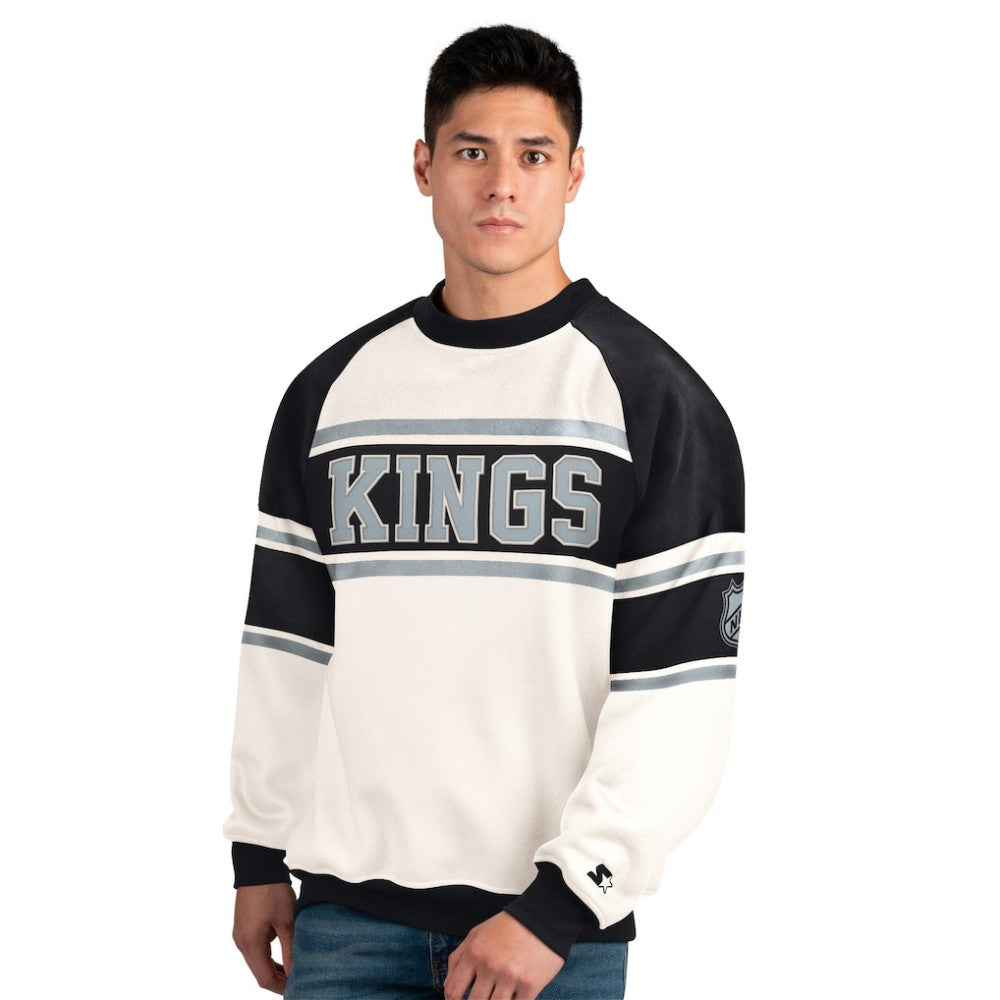 NHL Los Angeles Kings Starter Male Adult Defense Fleece Crewneck Sweatshirt - White