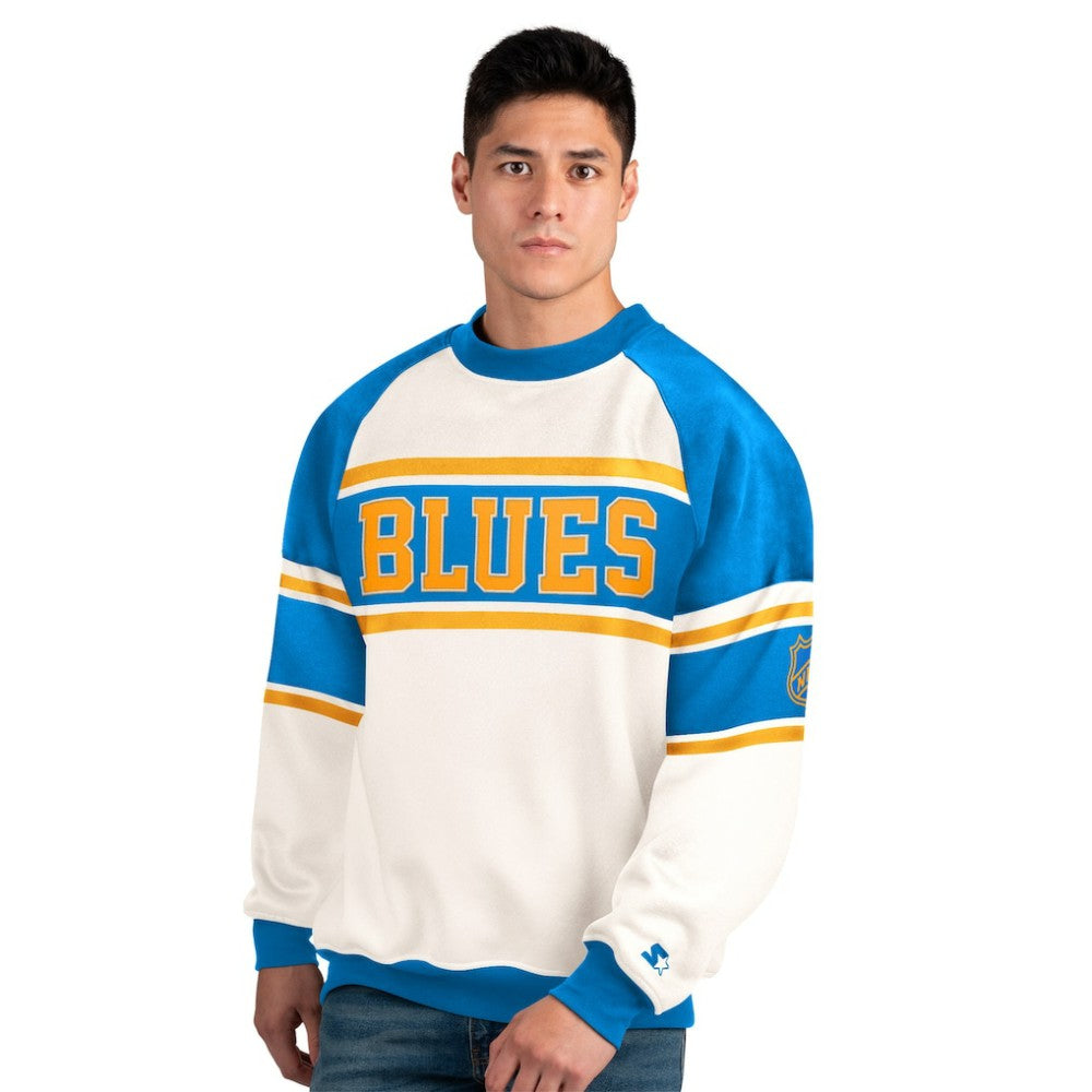 NHL St. Louis Blues Starter Male Adult Defense Fleece Crewneck Sweatshirt - White