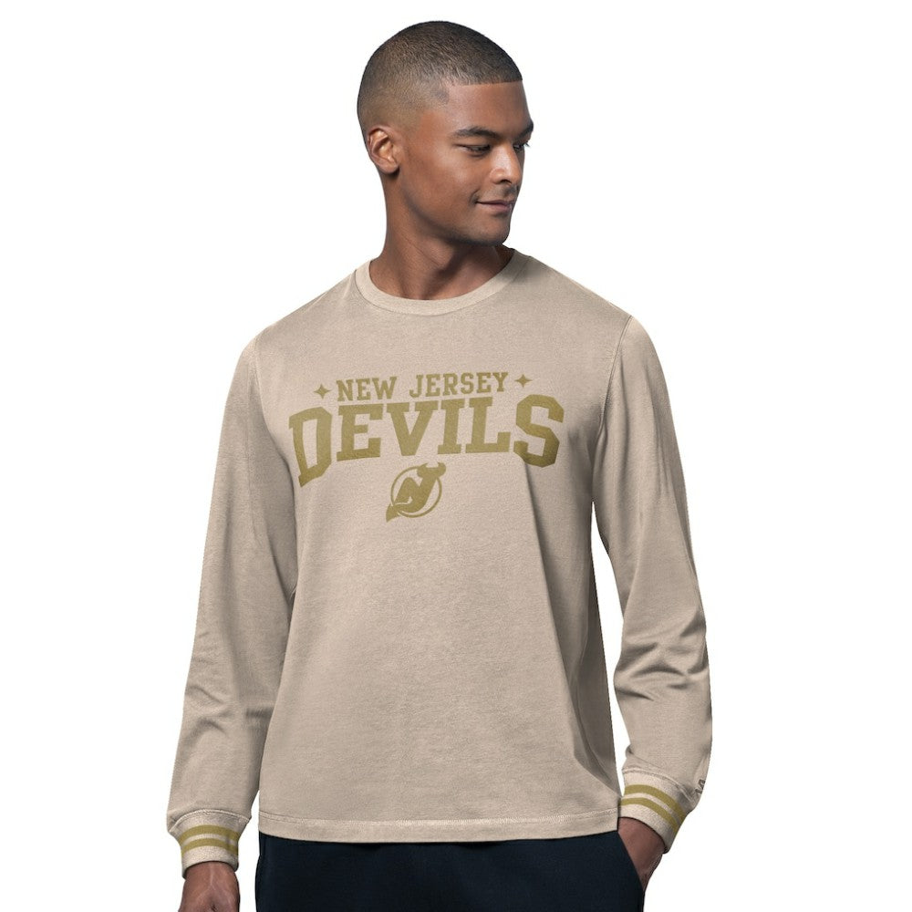 NHL New Jersey Devils Starter Field Long Sleeve T-Shirt - Tan