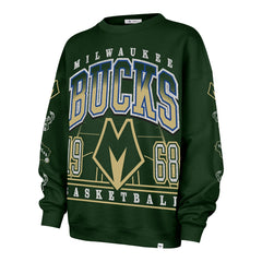 Milwaukee Bucks '47 Women's 2025/26 City Edition Go Big Oversized Sweatshirt Hunter Green