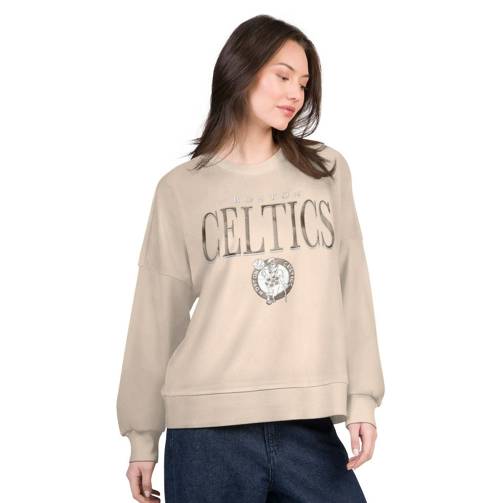 Boston Celtics G-III 4Her by Carl Banks Women's Oversized Vet II Sweatshirt Natural