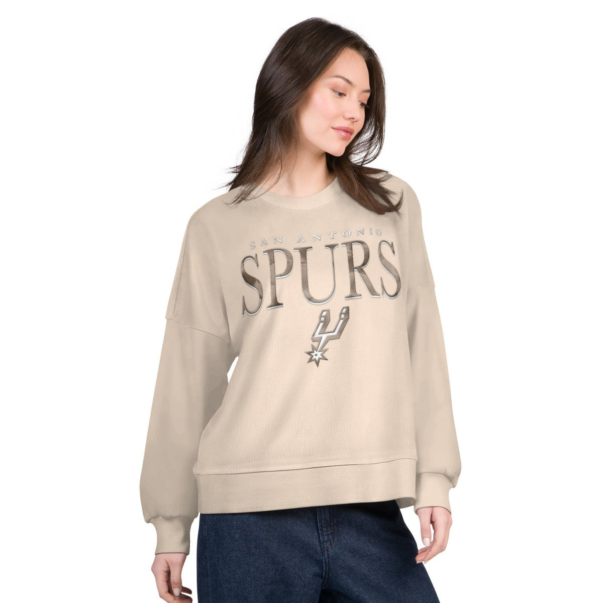 San Antonio Spurs G-III 4Her by Carl Banks Women's Oversized Vet II Sweatshirt Natural